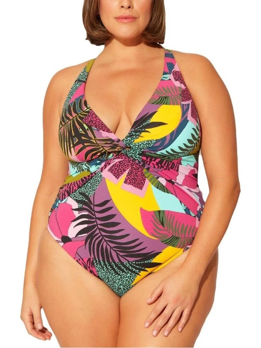 NWT Bleu Rod Beattie Pink Print One-Piece Swimsuit Size 20W